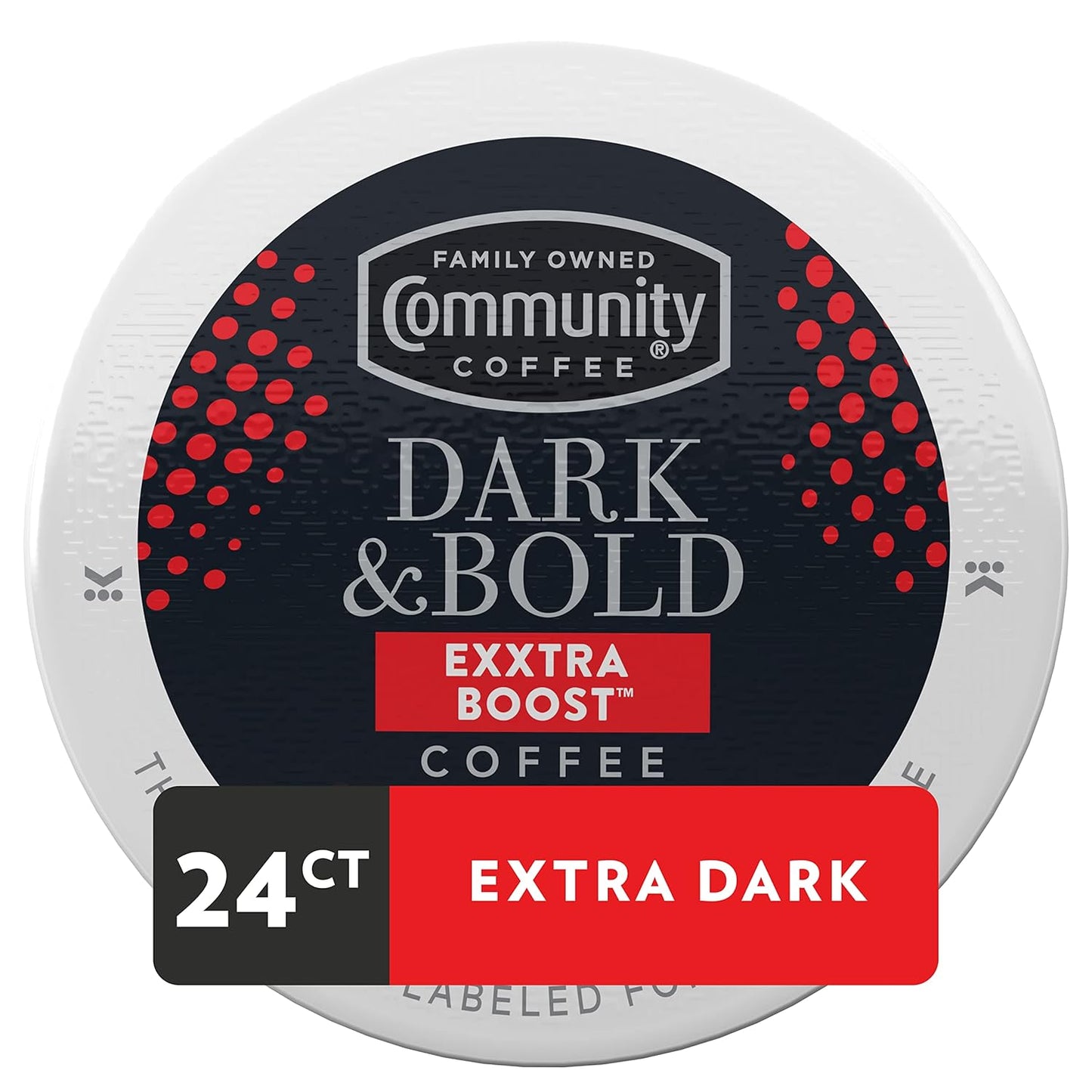 Community Coffee Dark & Bold Exxtra Boost 24 Count Coffee Pods, Compatible with Keurig 2.0 K-Cup Brewers, 24 Count (Pack of 1)
