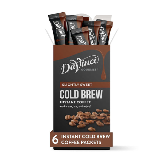 DaVinci Gourmet Slightly Sweet Cold Brew Stick Pack, Instant Coffee Powder, 6 Count (Pack of 1)
