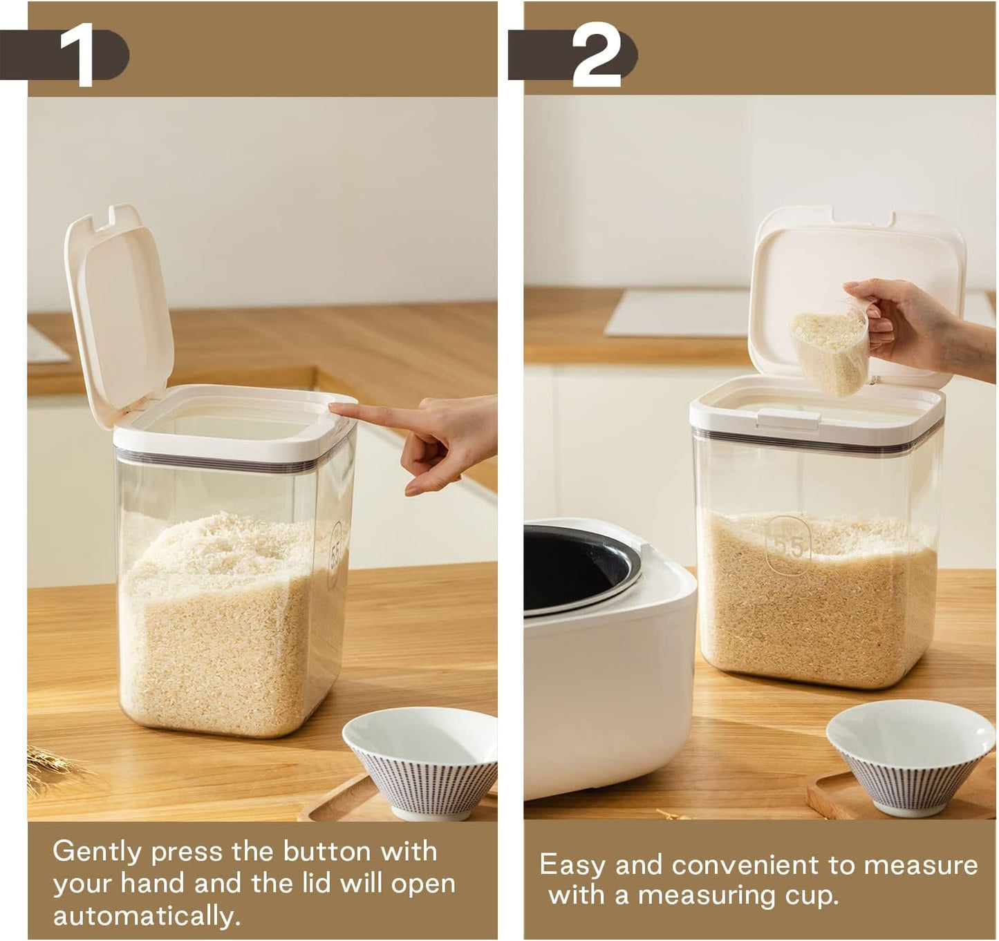 Flour Container - 5.5 L /5.81qt/5kg Large Flour Dispenser Keep Your Flour Fresh and Dry Easily with Kitchen Essential