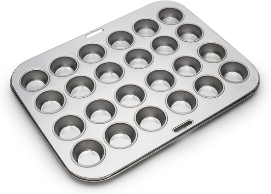 Fox Run Mini Muffin and Cupcake Pan, 24 Mini Cups, Stainless Steel Baking Pan, 10.5 x 13.75 x 1.5 inches,
