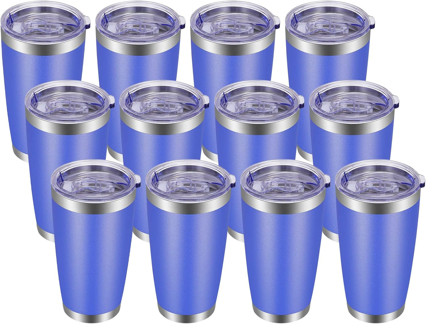 VEGOND 20oz Tumbler with Lid and Straw Stainless Steel Tumbler Cup Bulk Vacuum Insulated Double Wall Travel Coffee Mug Powder Coated Coffee Cup (Bluish Violet 12 Pack)
