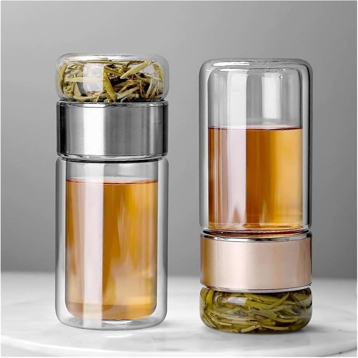 QUROXO 2025 New Tryteava Glass Infuser, Teava 3-In-1 Smart Tea Infuser with Cup Brush, Double-Layer Borosilicate Glass Tryteava Tea infusers Separation Cup (Black, 420ml (14oz))