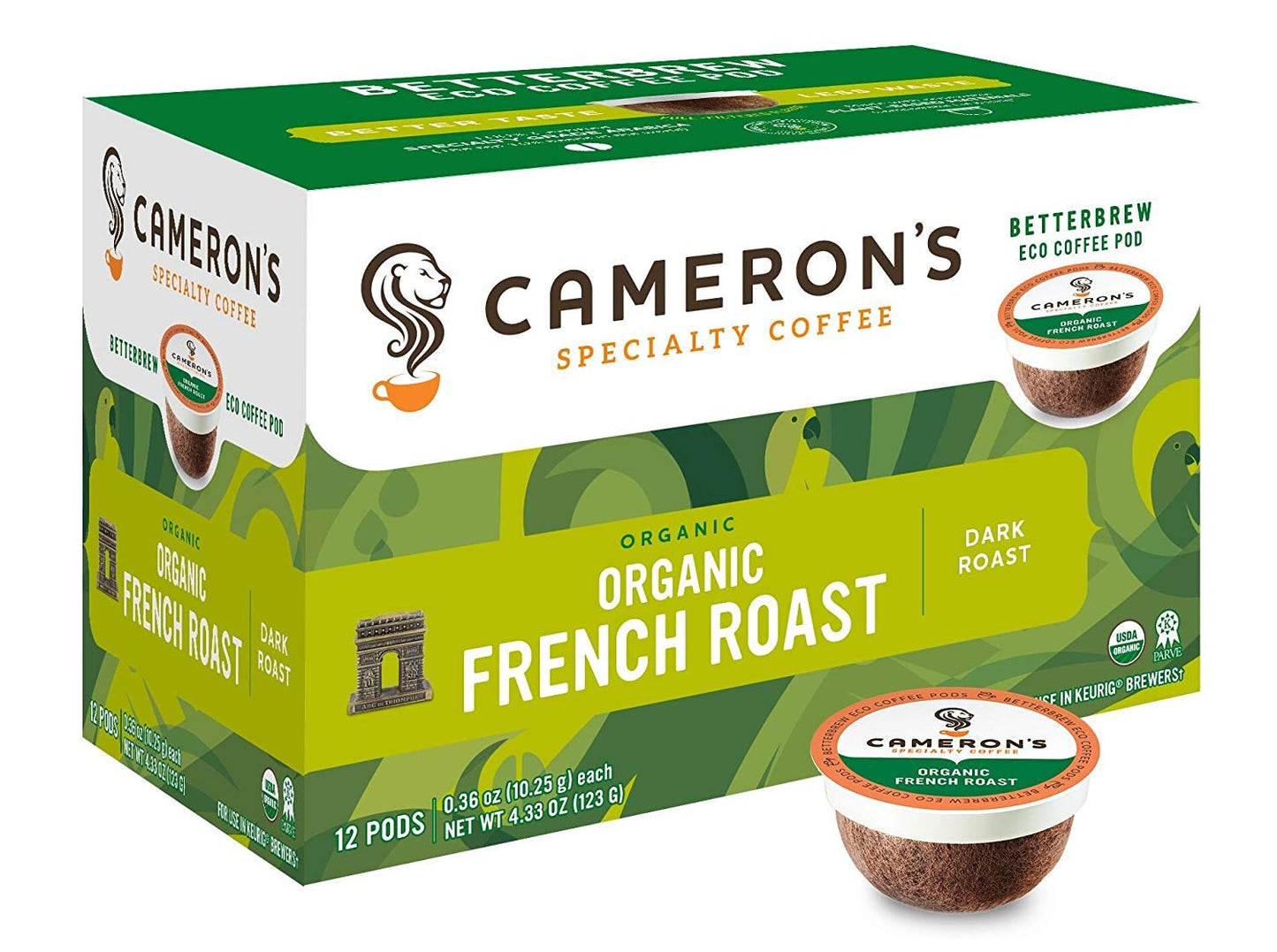 Cameron's Coffee Single Serve Pods, Organic French Roast, 12 Count (Pack of 6)