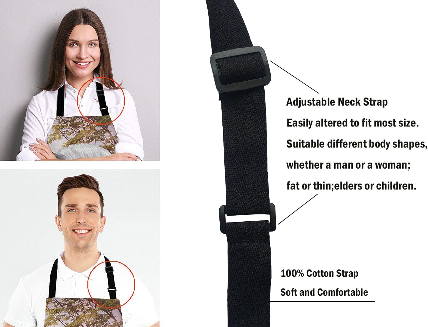 Fantasy Unicorn Adjustable Bib Apron,Unicorns Mare and Foal Cooking Kitchen Apron for Men Women