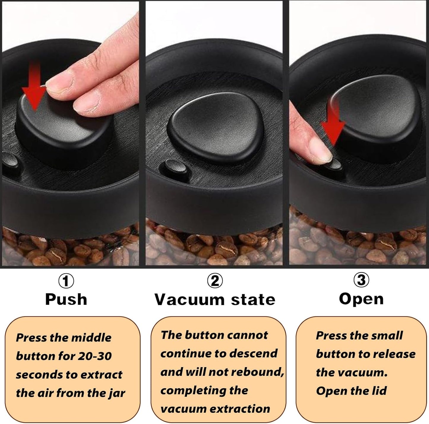 Vacuum Coffee Canister, 40.6floz Grey Glass Coffee Bean Storage,Perfect for Coffee Beans,Loose Tea,Candy,Sugar,Nuts,Spices (1200ML)