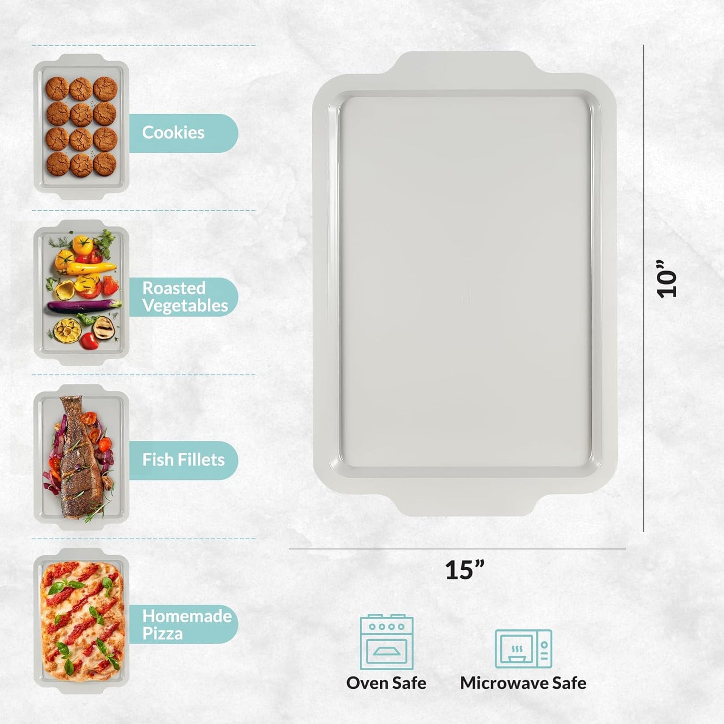 Boxiki Kitchen Nonstick Ceramic Jelly Roll Pan, 15 x 10 Inches - PTFE & PFOA Free Baking Pan Perfect for Every Kitchen - Multipurpose Cookie Sheet for Baking, Roasting, and More