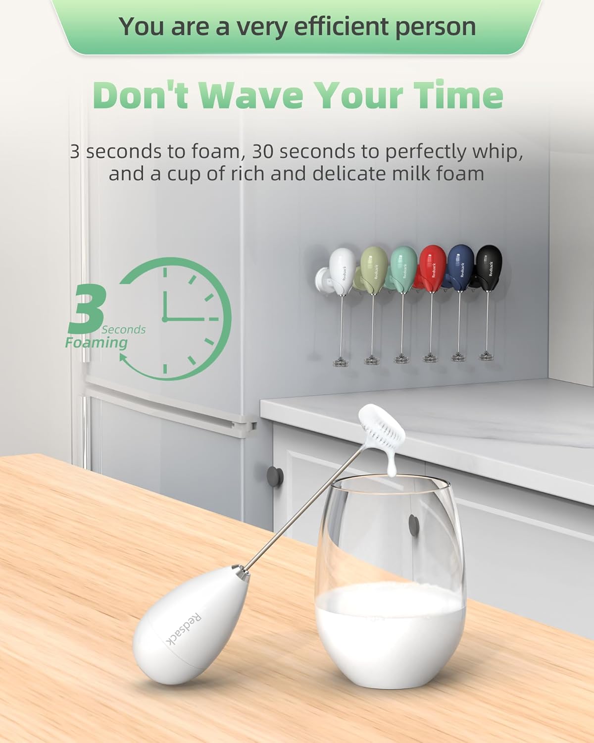 Rechargeable Milk Frother Handheld, Travel Portable Frother Wand for Coffee, USB C Electric Whisk with Stand & Case, Waterproof Hand Drink Mixer for Lattes, Cappuccino, Matcha, Egg (White)