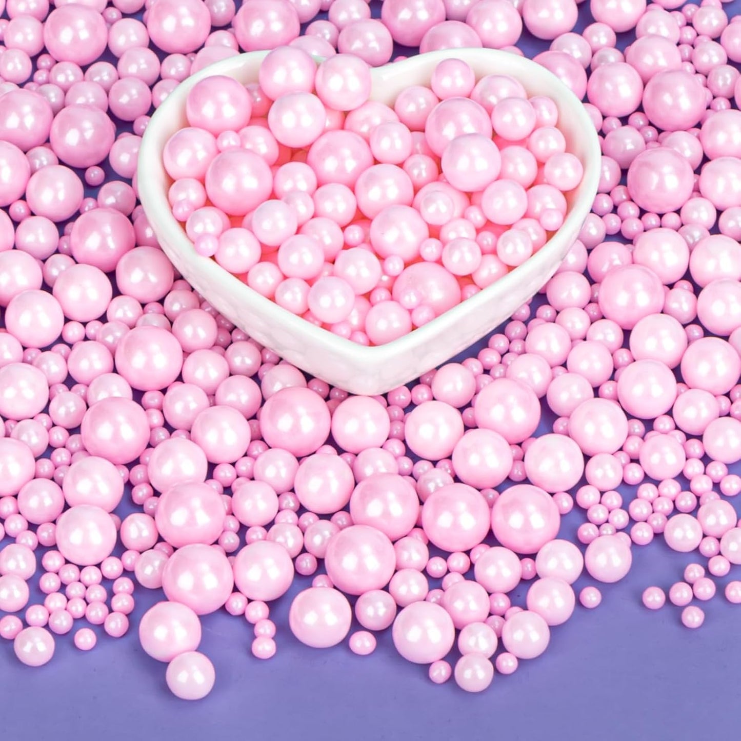 Twisweet Pink Pearl Sprinkles for Cake Decorating, Edible Sugar Pearls for Baking, Mix Size, Cake Topper Cupcake Cookie Ice Cream Dessert Decorations, Baby Shower Wedding Birthday Valentine Supplies (130g/4.58oz)