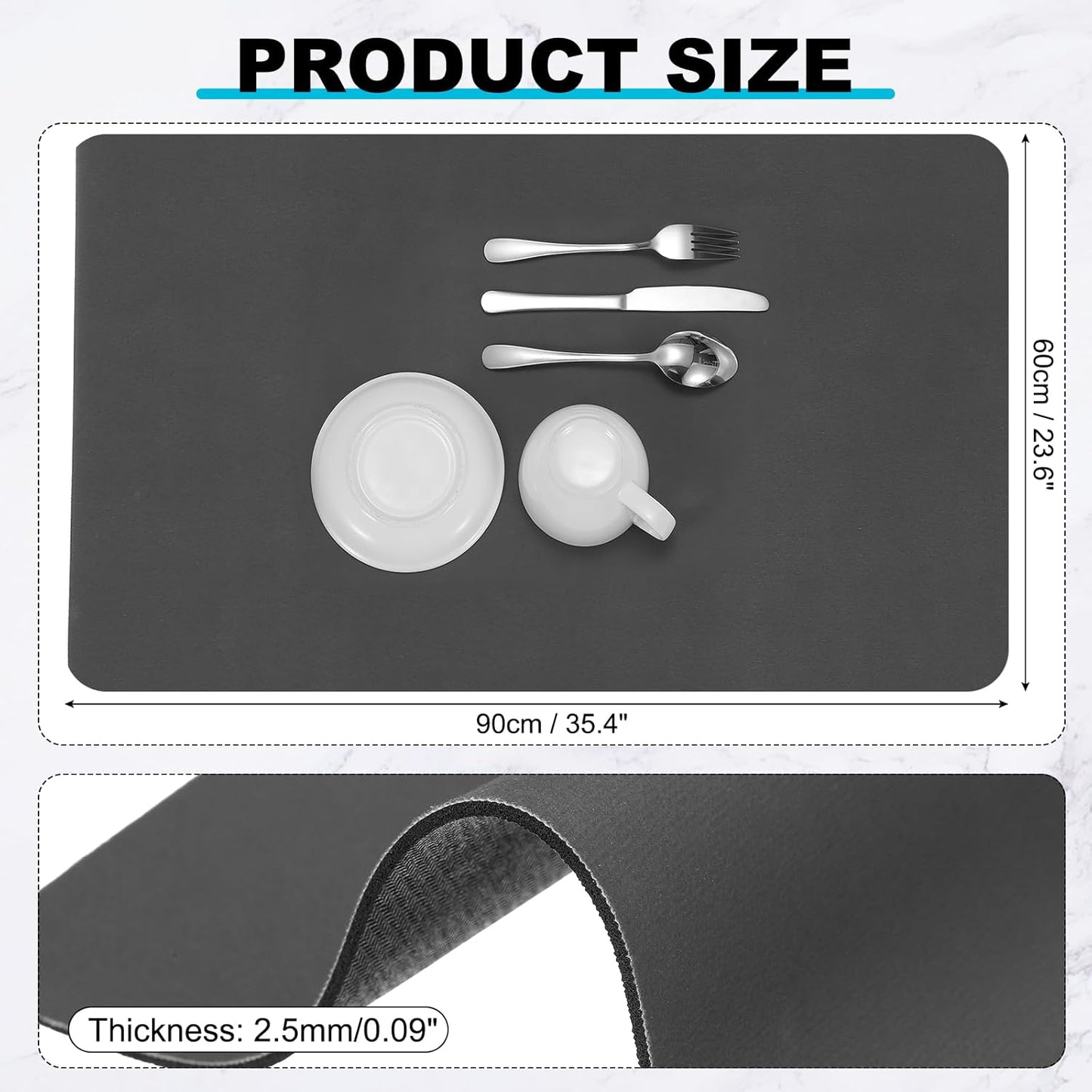 uxcell Silicone Mats for Kitchen Counter, 35.4" x 23.6" Non-Slip Countertop Protector Mat Heat Resistant Coffee Mat Waterproof Table Placemat, Dark Gray