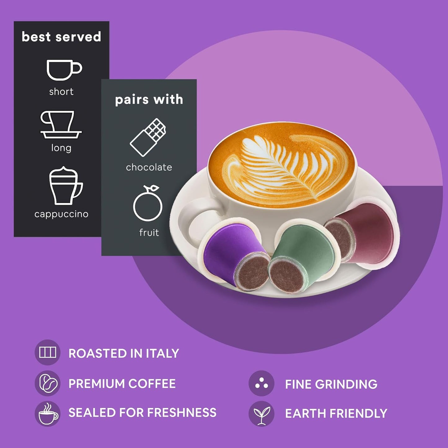 WOKEN COFFEE Compostable Nespresso Pods Variety Pack - Dark and Medium Roast Italian Espresso - Compostable Coffee Pods Compatible with Nespresso Machine (60 Pod Count, 6 Boxes)