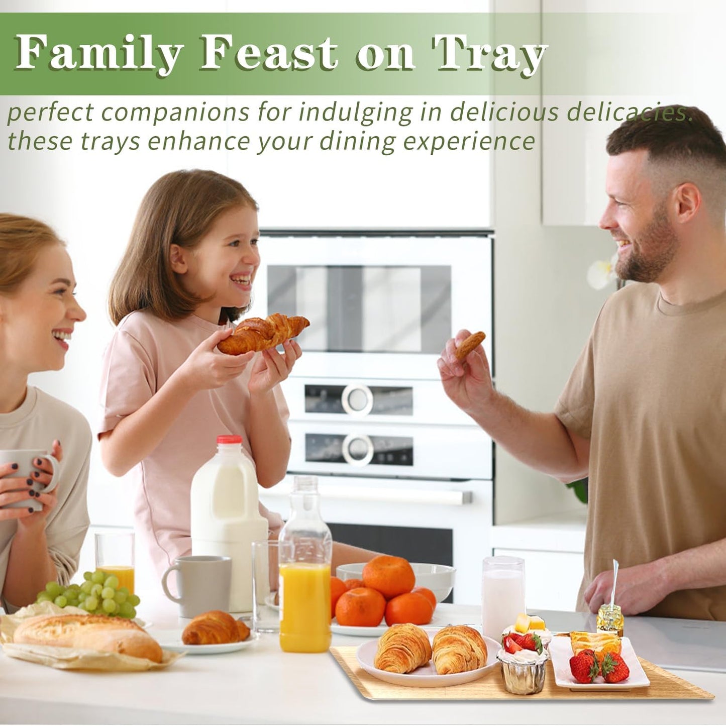 Wooden Trays for Eating, Decorative Serving Trays for Party, Great for Tea Tray, Bar Tray, Breakfast Tray - 11 x 14 Inch