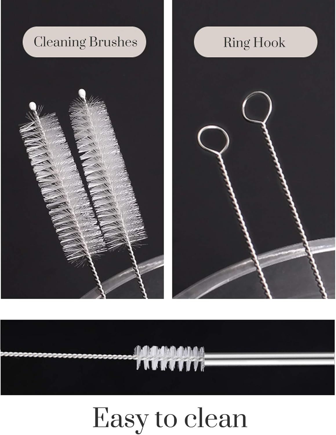 Set of 4 Reusable Metal Straws, Long Stainless Steel Straw with Cleaning Brushes and Case, Drinking for 30 oz and 20 oz Tumblers.