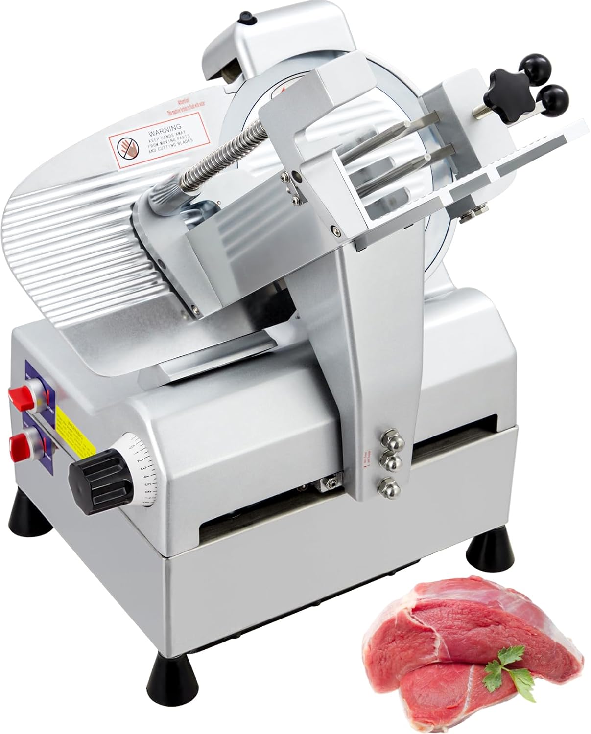 Dual Motor Automatic Meat Slicer 240W + 430W Power | 10" Sharp Carbon Steel Blade, 0-16mm Adjustable Thickness | Ideal for Deli Meats, Cheeses & Home Kitchen Use