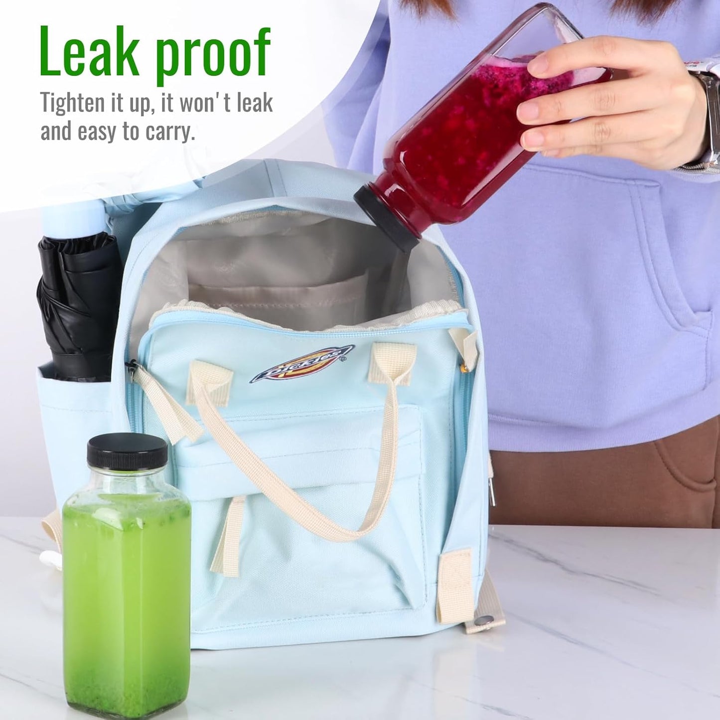 BIGIVACA 16 oz Glass Juice Bottles with Lids,6 PACK Bottles for Juicing,Square Drinking Jars Glass for Coffee,Cola,Milk,Tea in Travel,Work,School