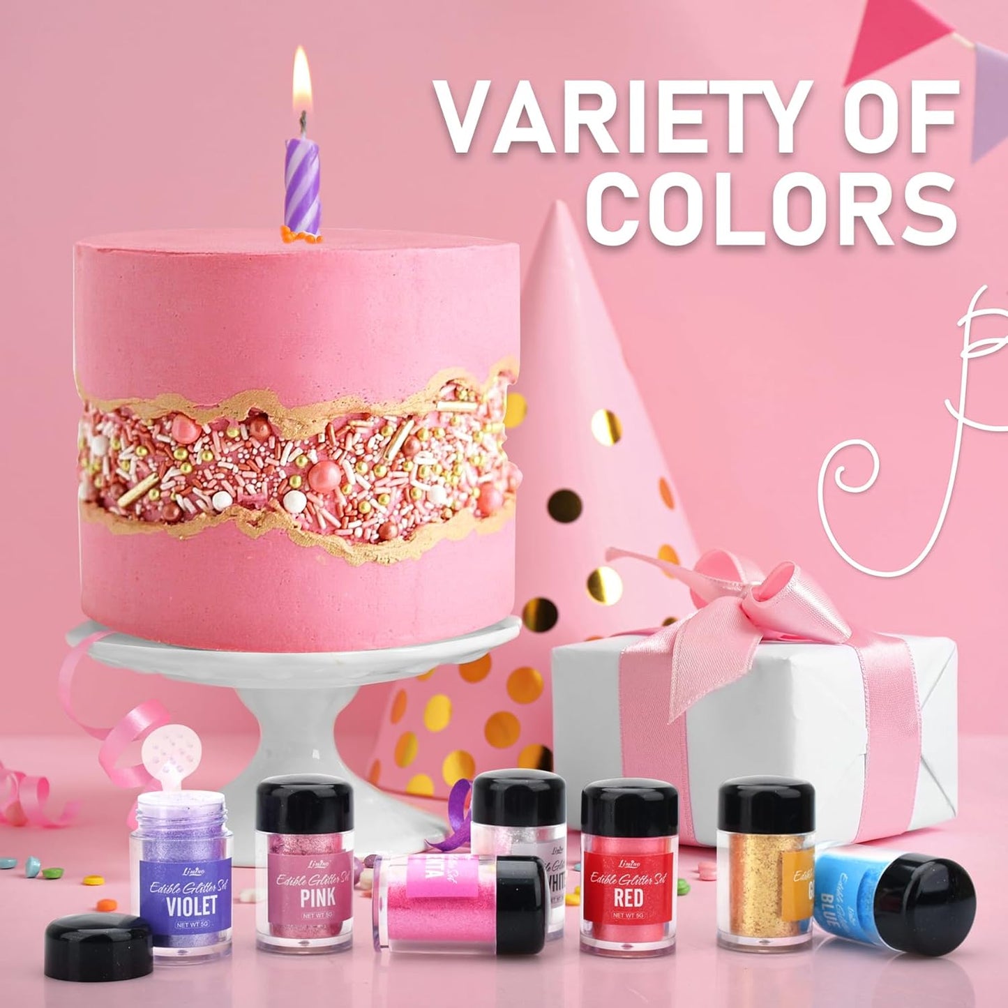 Edible Glitter - 30g Edible Luster Dust Metallic Food Grade Coloring Glitter for Drinks, Cake Decorating, Baking - Edible Dust Powder Shimmer Sprinkle Powder for Icing, Cocktail, Wine, Candy (Red)