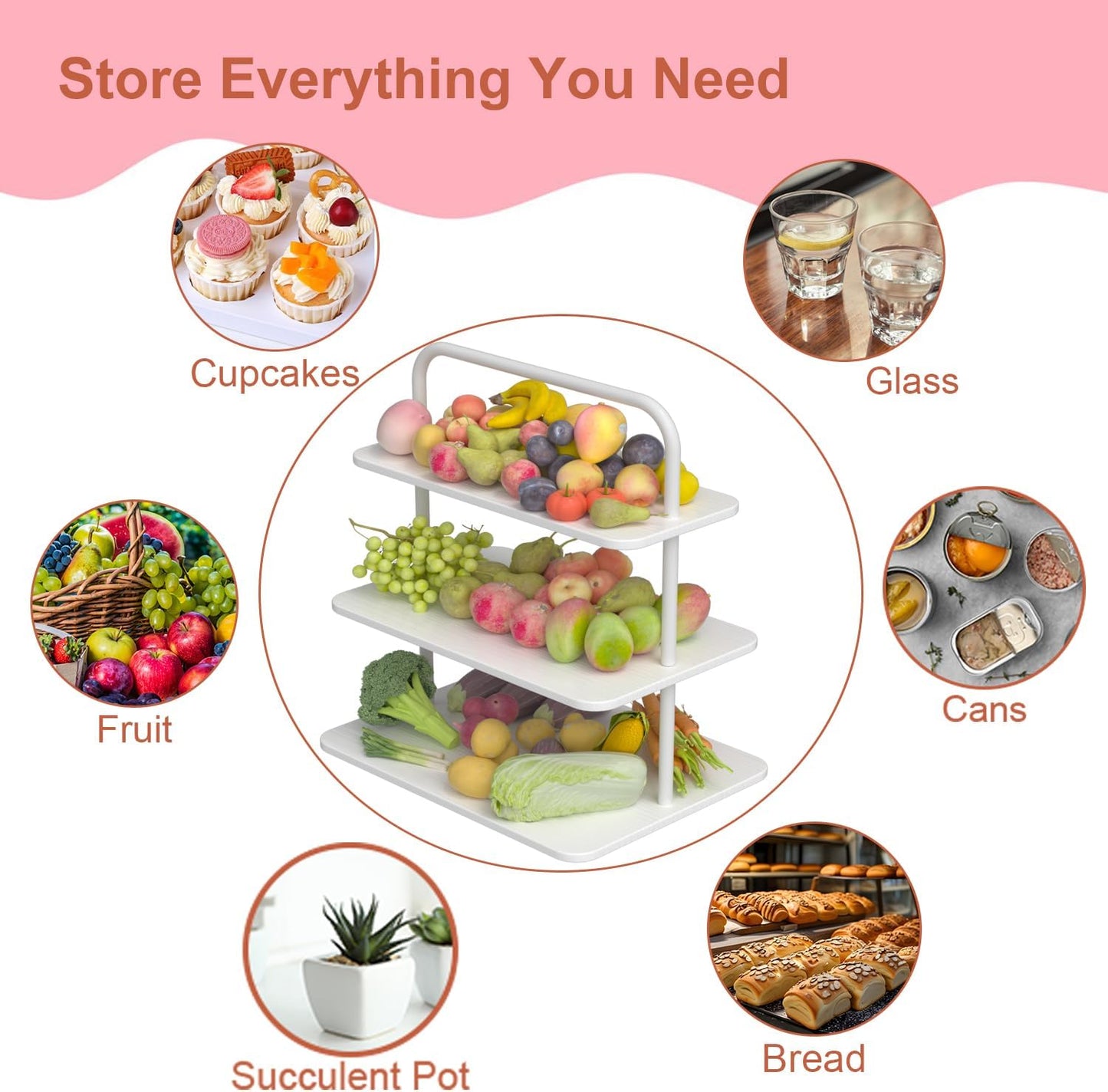 Cupcake Stand, 3-Tier Dessert Stand for 68 Cupcakes, Wood & Metal Tower Display Premium Holder Dessert Tree Tower for Wedding Graduation Birthday Christmas Party, Serving Tray, White