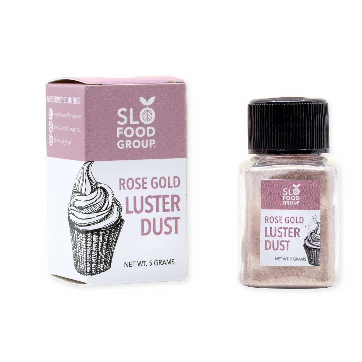 Slofoodgroup Rose Gold Luster Dust| Rose Gold Colored Edible Glitter, 5 Gram Bottle