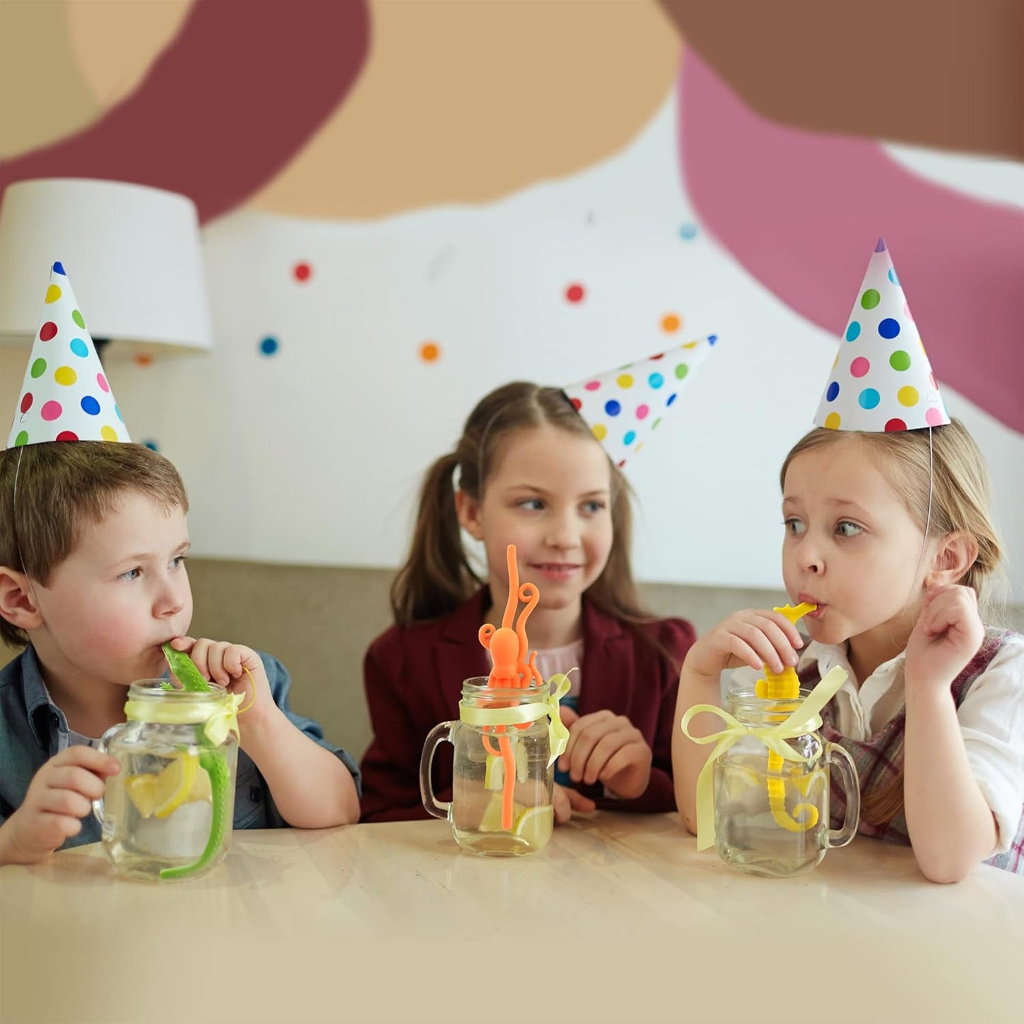 Hoobbe Silicone Reusable Animal Straw for kids, Fun and cute for Pool Side Party, Birthday Party, Under the Sea Party, BPA Free, Dust-Proof and Dishwasher Safe (Octopus), 1 straw per pack