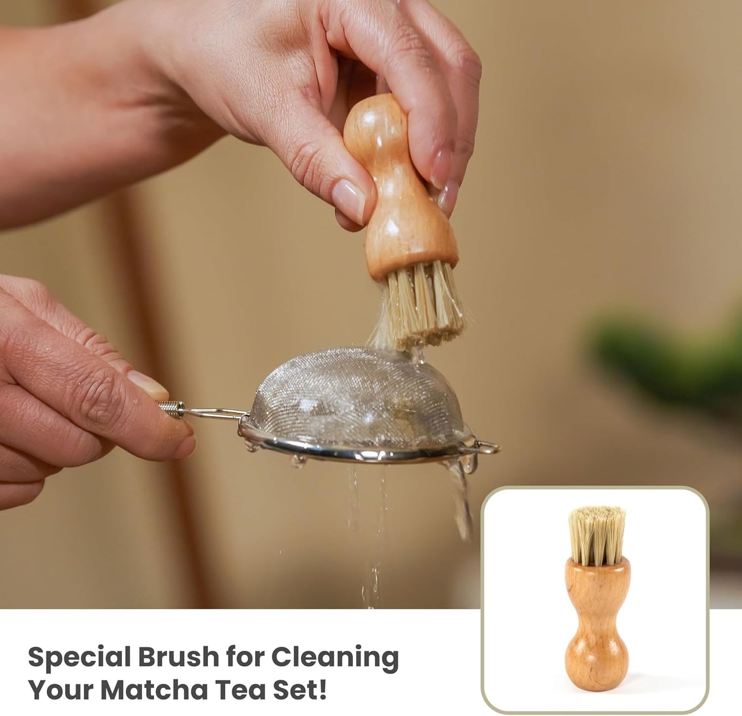 10 Pcs Matcha Whisk Set - 15 OZ Matcha Bowl with Spout and Whisk Holder & Measuring Cup - Bamboo Matcha Scoop and Spoon - Stainless Steel Sifter - Cleaning Brush - Matcha Kit for Japanese Tea Ceremony