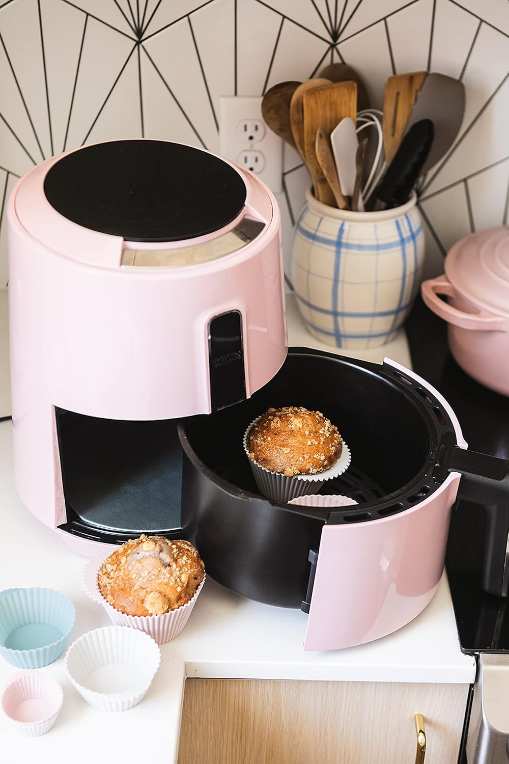 The Silicone Kitchen Reusable Silicone Baking Cups Gift Set Bundle, 24 Regular, 12 Jumbo, 24 Mini, Pink, Blue, Gray