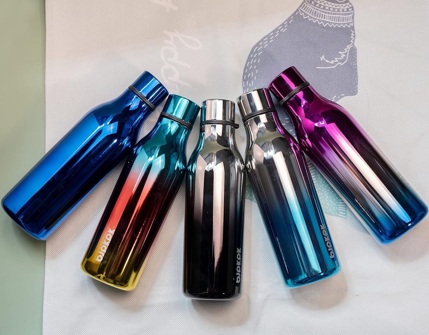 BJPKPK Insulated Water Bottles, 18 oz Stainless Steel Metal Water Bottle with Strap, BPA Free Leak Proof Thermos, Mugs, Flasks, Reusable Water Bottle for Sports & Travel, Blue Lagoon