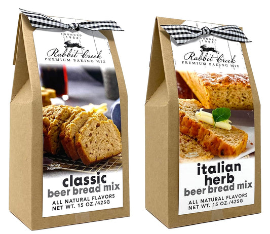 Rabbit Creek Beer Bread Mix Variety Pack of 2 – Classic Beer Bread and Italian Herb Beer Bread Mix, Easy to Make, Breadmaker Not Needed