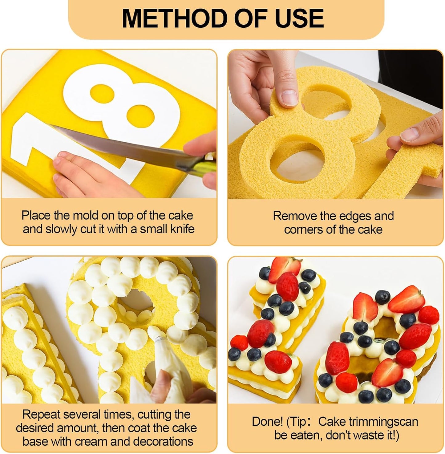 12 Inch Number Cake Mold Baking Forms Moulds,9 Pieces 0-8 Cake Number Stencils,Number Cake Pans,Flat Plastic Mold Numerical Templates Cutting for DIY Cakes/Cookies