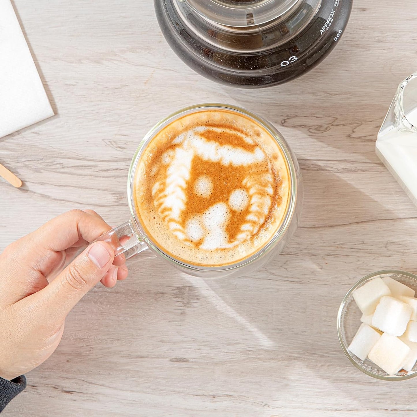 Restaurantware-Forma Professional 16.9 Ounce Double Wall Coffee Mugs, 2 Insulated Coffee Mugs With Handle - Dishwashable, Reusable, Clear Glass Beverage Cups, Freezable, For Hot Or Cold Beverages