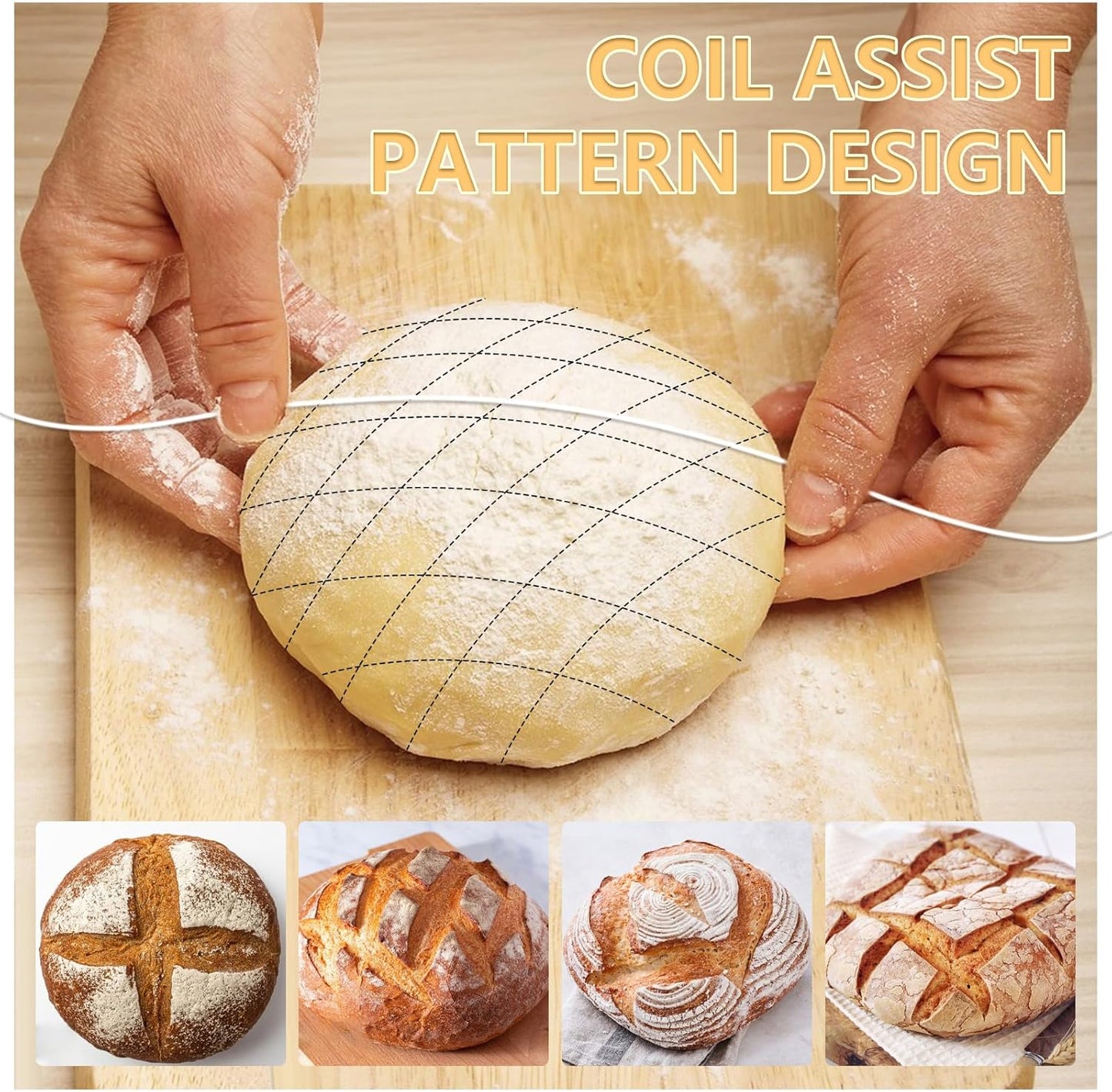 Premium Bread Lame Scoring Tool Kit,11 Blades,Stainless Steel Handle,Safety Cover with 2 Finger Sleeves Pattern String for Artisan Sourdough Baking,Scoring Knife for Bread Baking