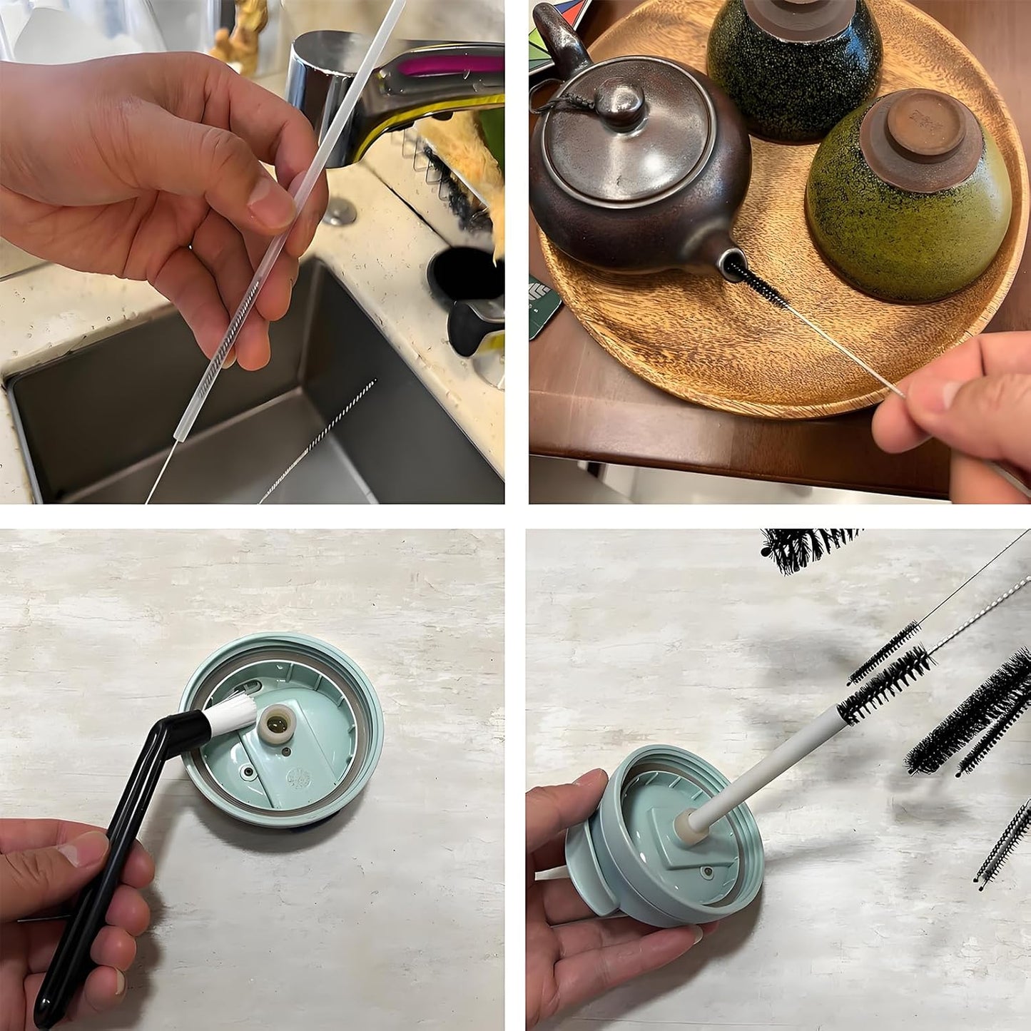 Coffee Machine Cleaning Brush - 15 PCS Straw Brush,Long Handle Bottle Brush, Flexible Scrub Brush for Water Bottles, Glasswares, Mugs,Coffee Pots, Cups,Water Bottles,Bent Pipe