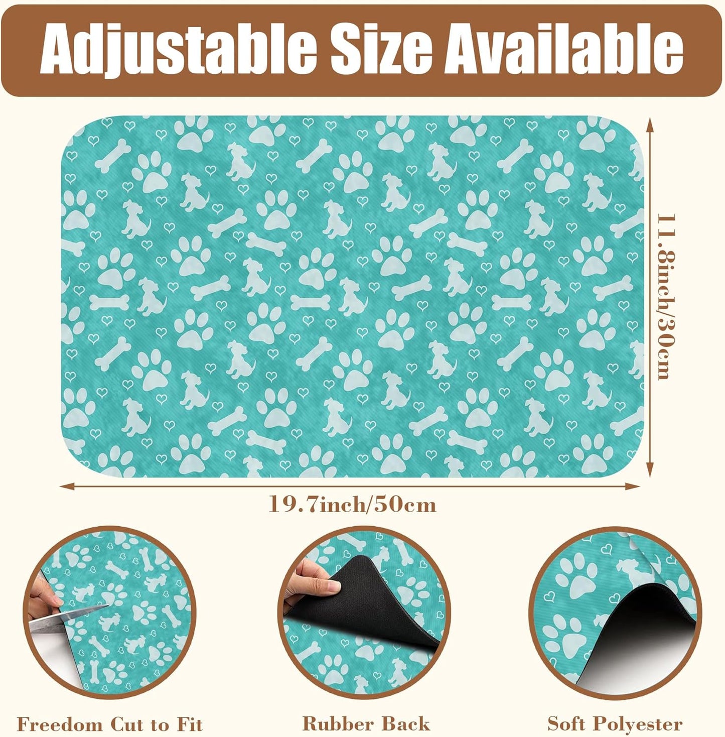 Dish Drying Mat Dog Paws and Bones Coffee Bar Mat for Countertop Absorbent Rubber Backed Hide Stain Dish Drainer Rack Pad Espresso Machine Coffee Pot Dining Room Decoration 11.8 x 19.7 Inch