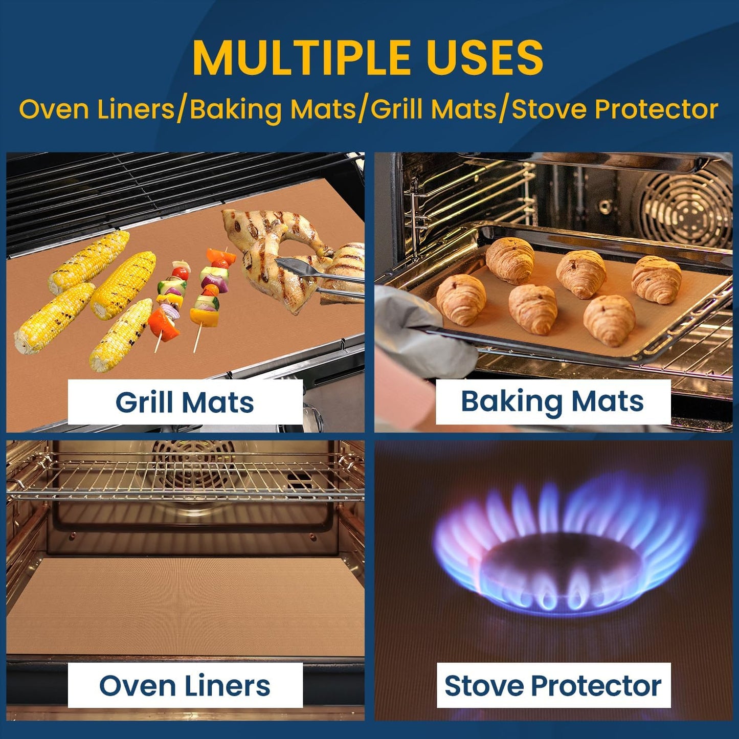 Oven Liners for Bottom of Oven-23.6"x 15.7" Non-Stick Electric Oven Cover for Stovetop,Toaster Oven Drip Liner, Heat Resistant Grill Baking Mat- BPA & PFOA Free Kitchen Accessory to Keep Oven Clean