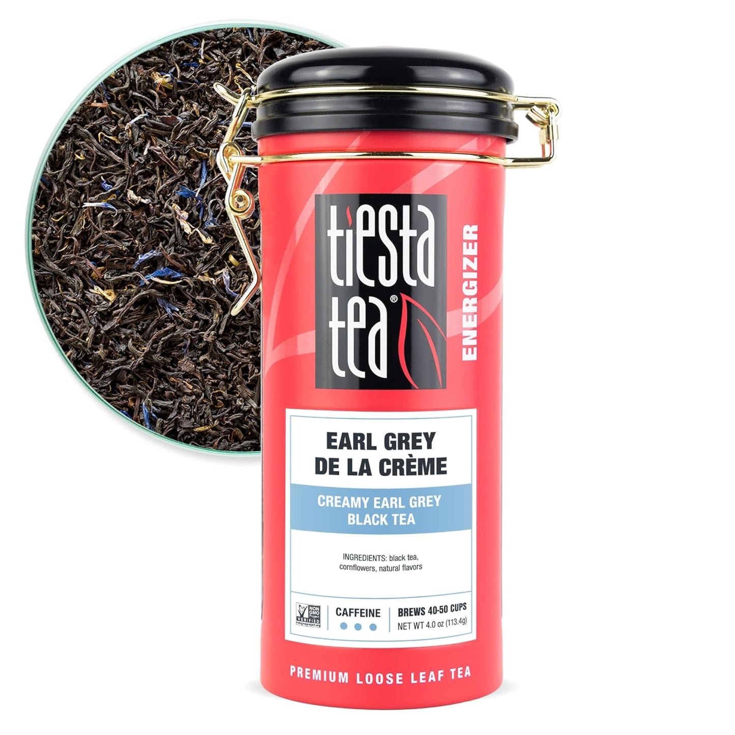 Tiesta Tea - Earl Grey de la Crème, Loose Leaf, Creamy Earl Grey Black Tea, Premium Blend, Caffeinated Black, Make Hot or Iced Brews Up to 50 Cups, 4 Ounce Refillable Tin