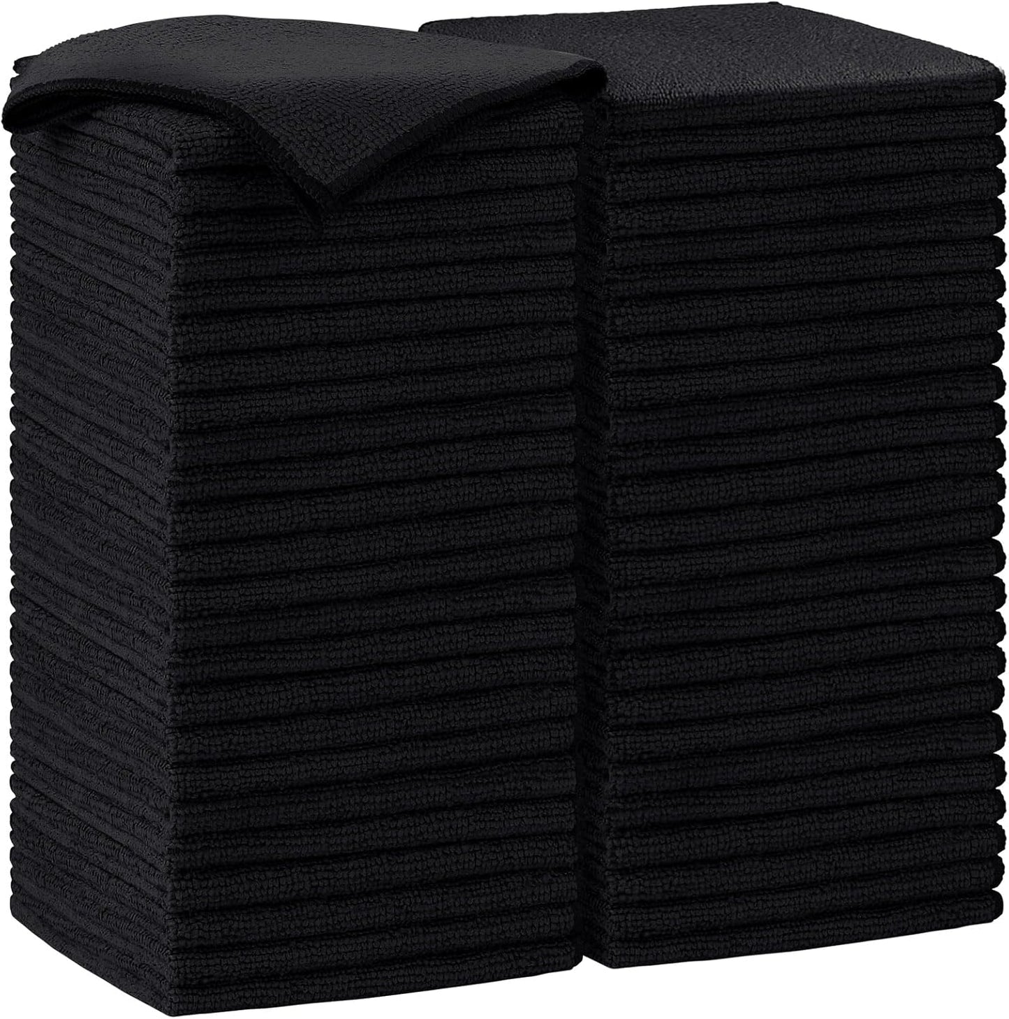 AIDEA Microfiber Cleaning Cloth-50PK, Soft Microfiber Towels for Cars, Absorbent Cleaning Rags, Lint-Free Streak-Free Wash Cloths for House, Kitchen, Window(12in.x12in), Black