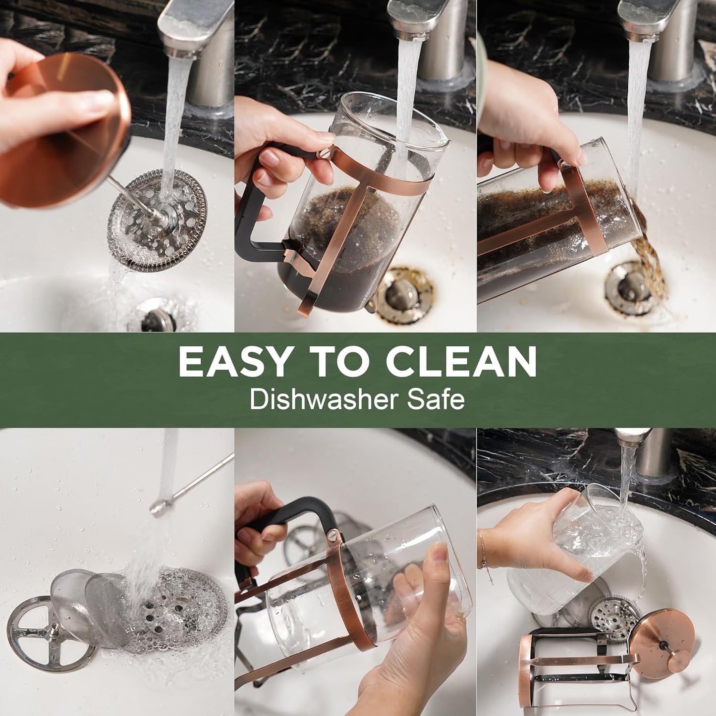 High - Quality 21 Ounce / 600ML French Press - Stainless Steel & Heatproof Glass, 4 - Filter Design - Make Cold Brew, Espresso, Coffee & Tea with Ease