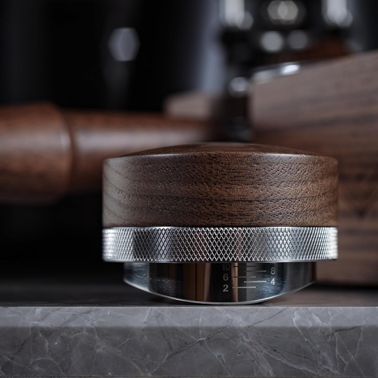 Complete 51mm Espresso Machine Accessories Kit – Walnut Handle Tamper, Coffee Distributor, WDT Tool, Knock Box, and Tamping Station