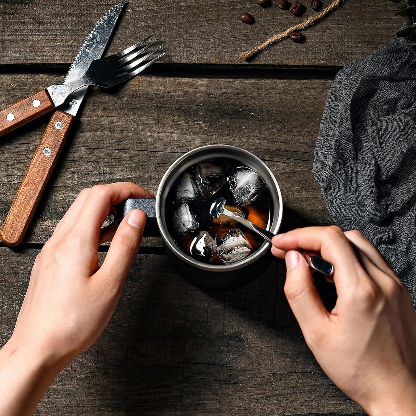 14 oz Stainless Steel Vacuum Insulated Tumbler with handle & MacSlider Lid, Dishwasher Safe & Spill Proof Coffee Cup, Travel Mug for Hot/Cold Drinks, Durable Design - Gray