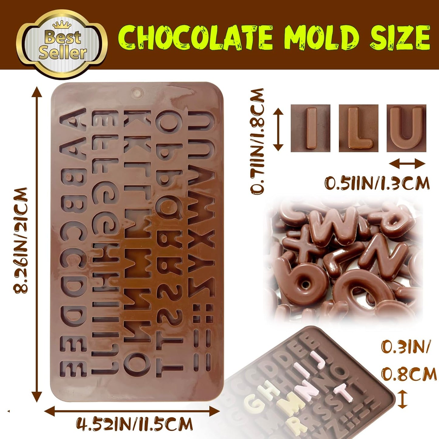 Silicone Letter Mold Chocolate Molds - Non-Stick Letter Chocolate Mold, Made of Food Grade Silicon, Perfect for Cake Decoration, Candy, Chocolate, Birthday Party - 4 Pack