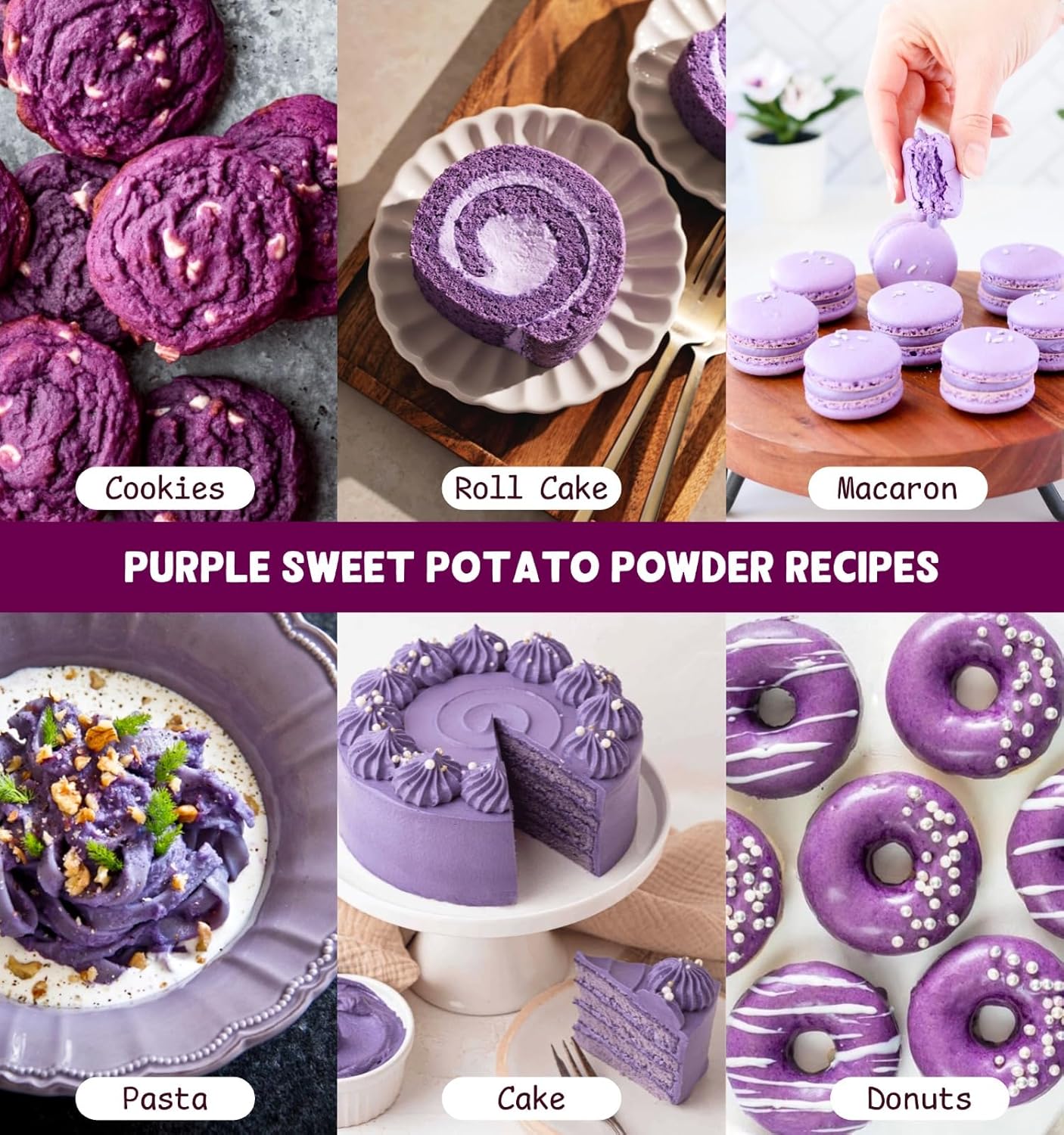Purple Sweet Potato Powder 11.5oz (326g) - Natural Food Coloring for Baking, Drinks & Smoothies｜Ube/Purple Yam Alternative, Non-GMO, Gluten-Free, Resealable Pack