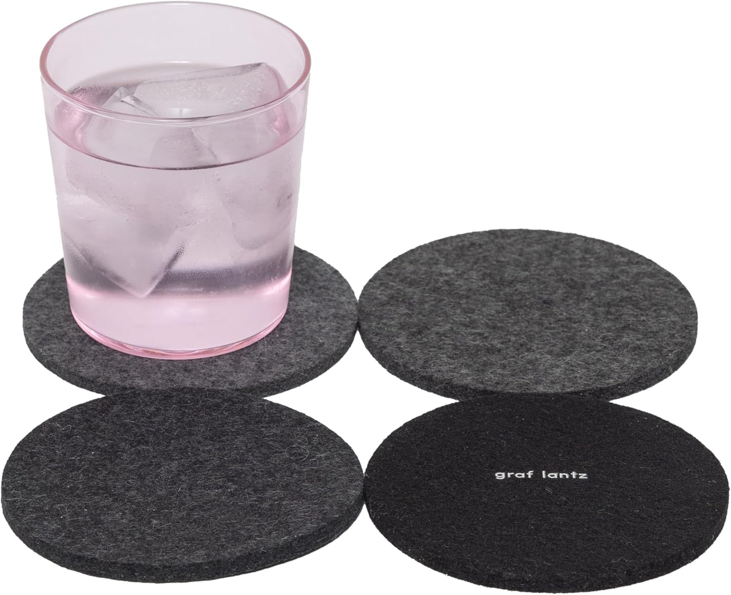 Graf Lantz - Bierfilzl Merino Wool Round Coasters Set of 4 - Greyscale (4" Circles) - Absorbs 30% of Weight - German Wool - Heat Resistant, Sustainable, & Reusable - Home Decor & Coffee Table Decor