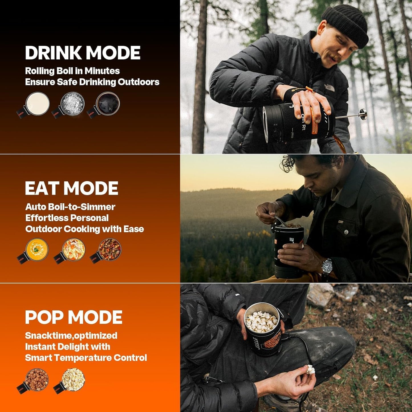 Joulle Kettle Pot, 500 W Electric Camping Stove, 3 Mode Portable Tea Kettle, Small Travel Water Boiler, Versatile Outdoor Cooking Gear for Car Camping, Vanlife, Overland, Ev Tripe