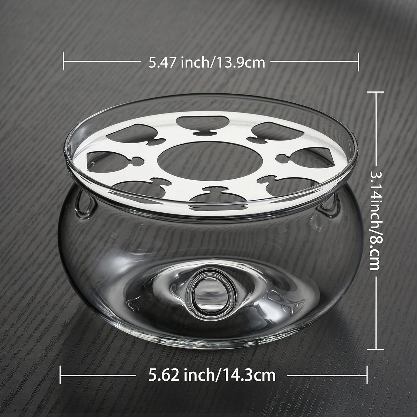 CnGlass Universal Glass Teapot Warmer,Handcrafted with Heat Proof & Lead-Free Glass Tealight Warmer 5.3 in/13.5cm diameter (Candle not Included)