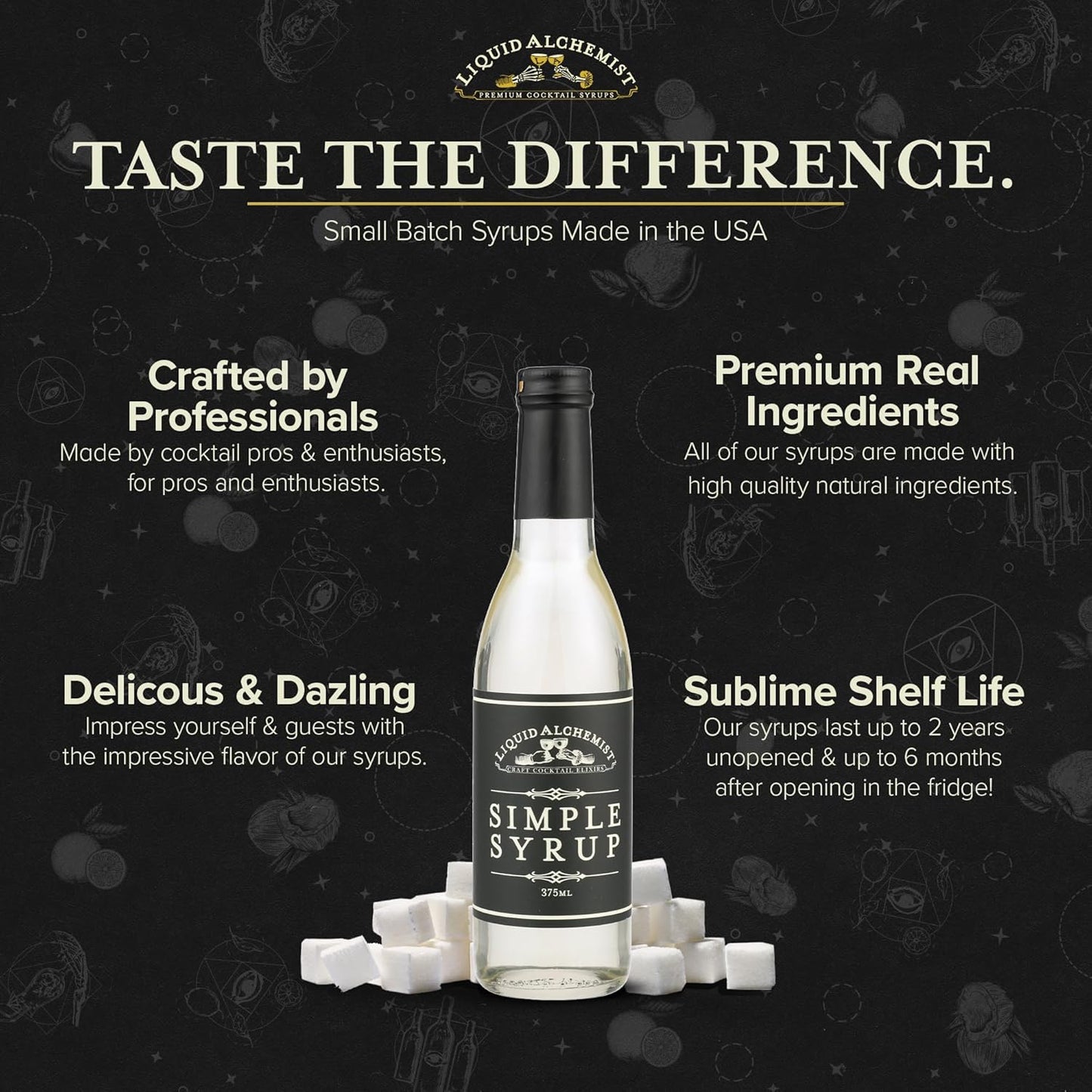 Liquid Alchemist Simple Syrup for Cocktails - Real Ingredients Make our Simple Sugar Syrup the Perfect Old Fashioned Mix - Non-GMO, Gluten Free & Vegan (25 oz)