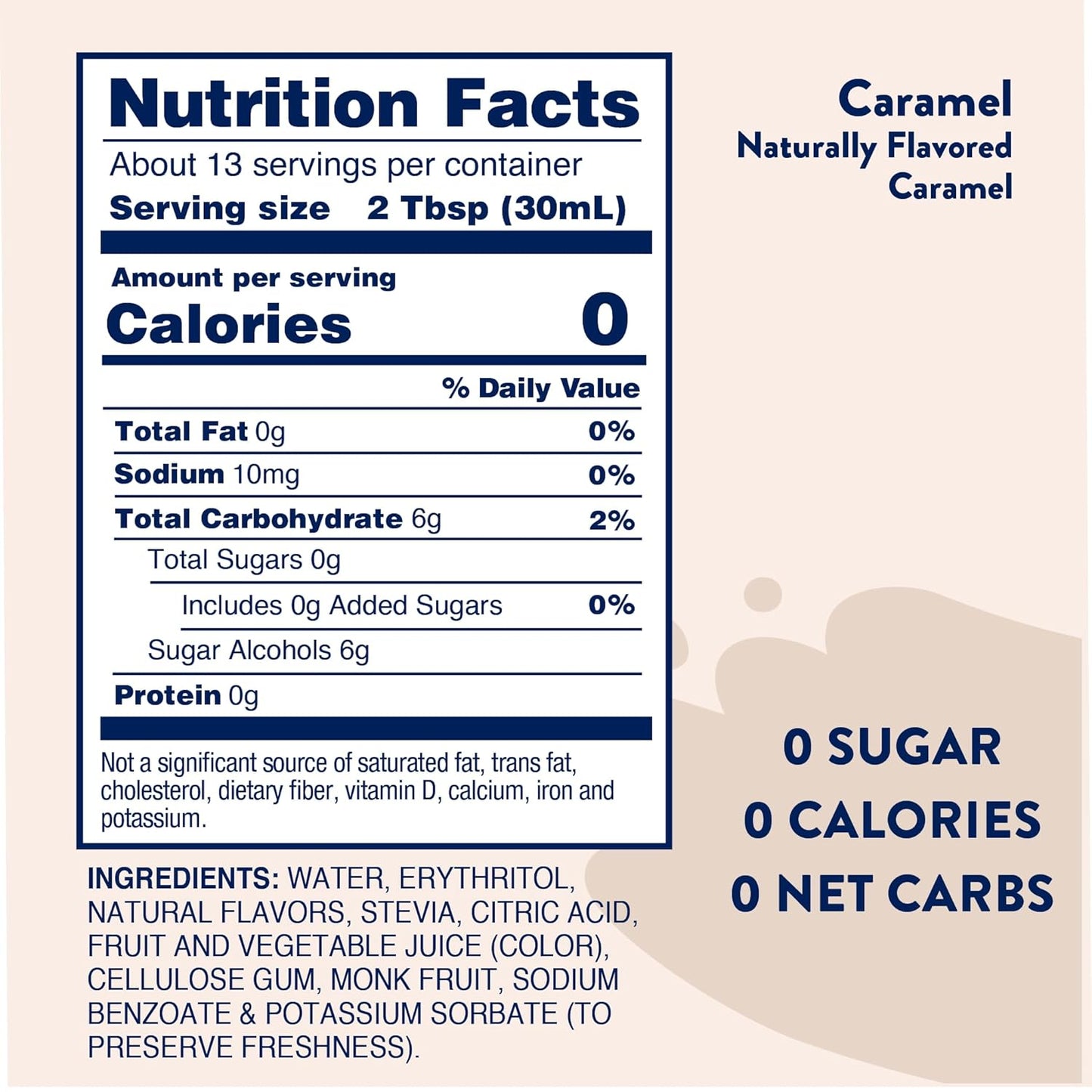 Jordan's Skinny Syrups Sugar Free Coffee Syrup, Caramel Flavor Drink Mix, Zero Calorie Flavoring for Chai Latte, Protein Shake, Food, Gluten Free, Keto Friendly, 25.4 Fl Oz, 1 Pack