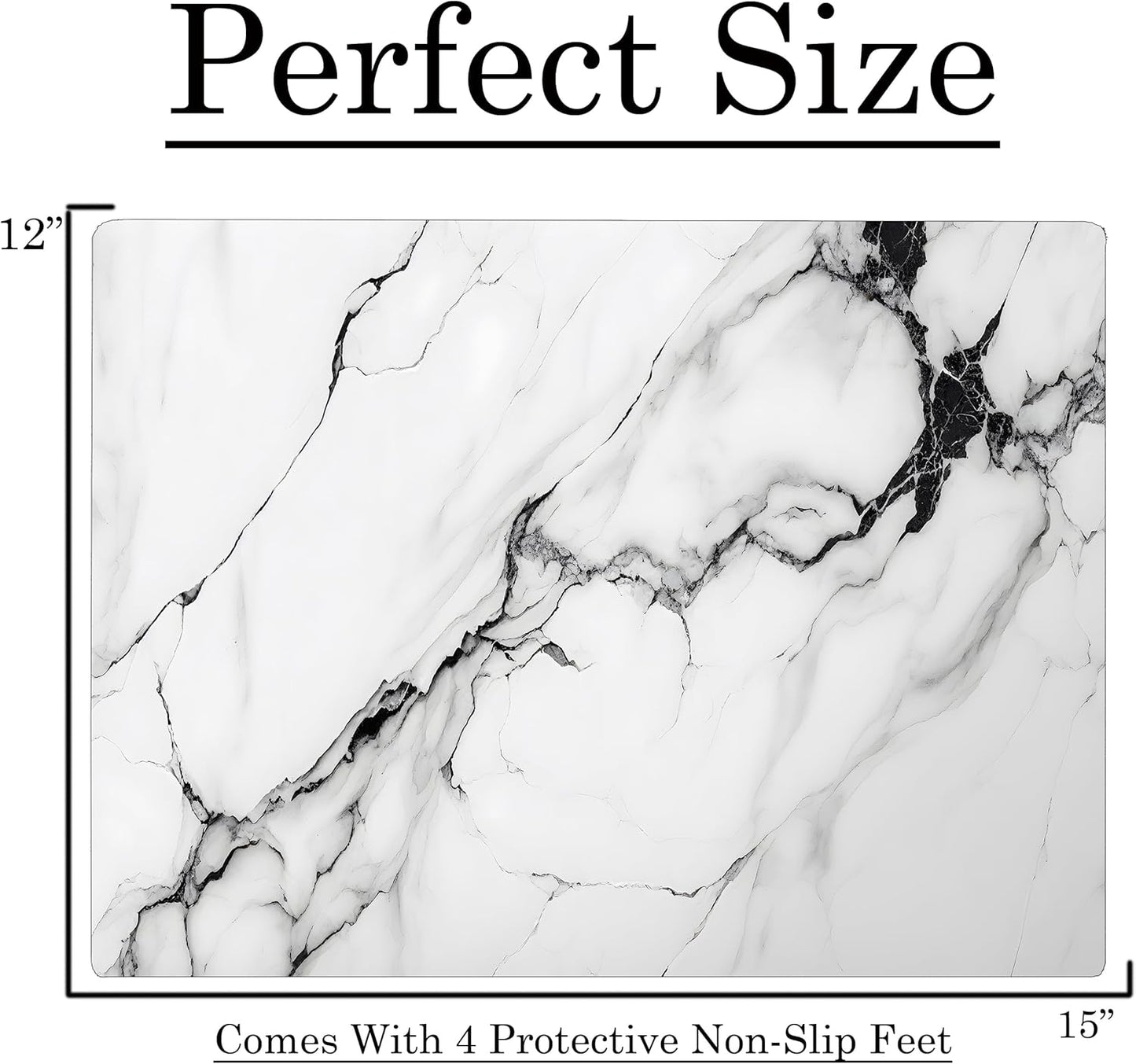 White Black Agate Marble Kitchen Glass Cutting Board Ocean Decorative Gift Marbled Granite Stone Rock Gift For Her Mom Wife (White Black)