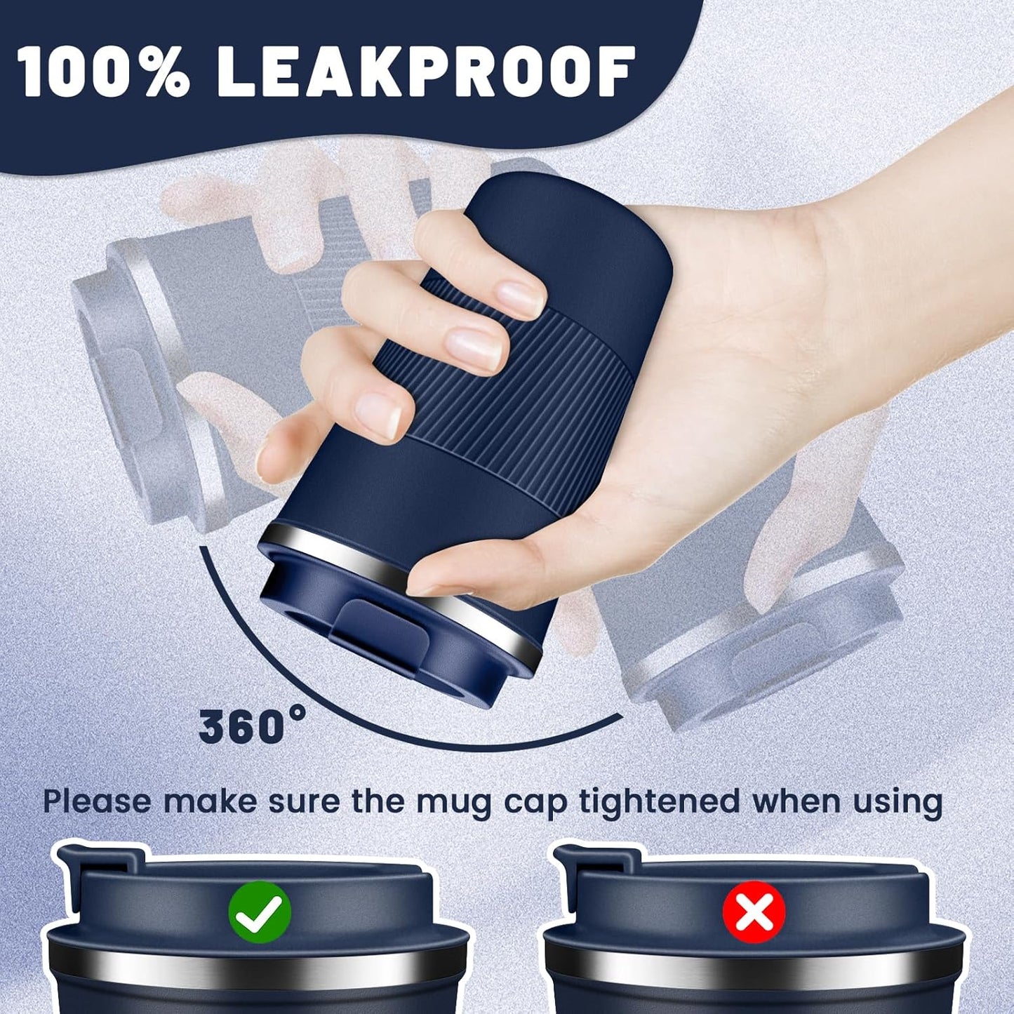 Insulated Coffee Tumblers with Flip Lid 12oz / 17oz, Stainless Steel Travel Coffee Mug Leak Proof, Vacuum Insulated Coffee Mug Reusable Cup, Keeps Cold and Hot for Coffee Tea