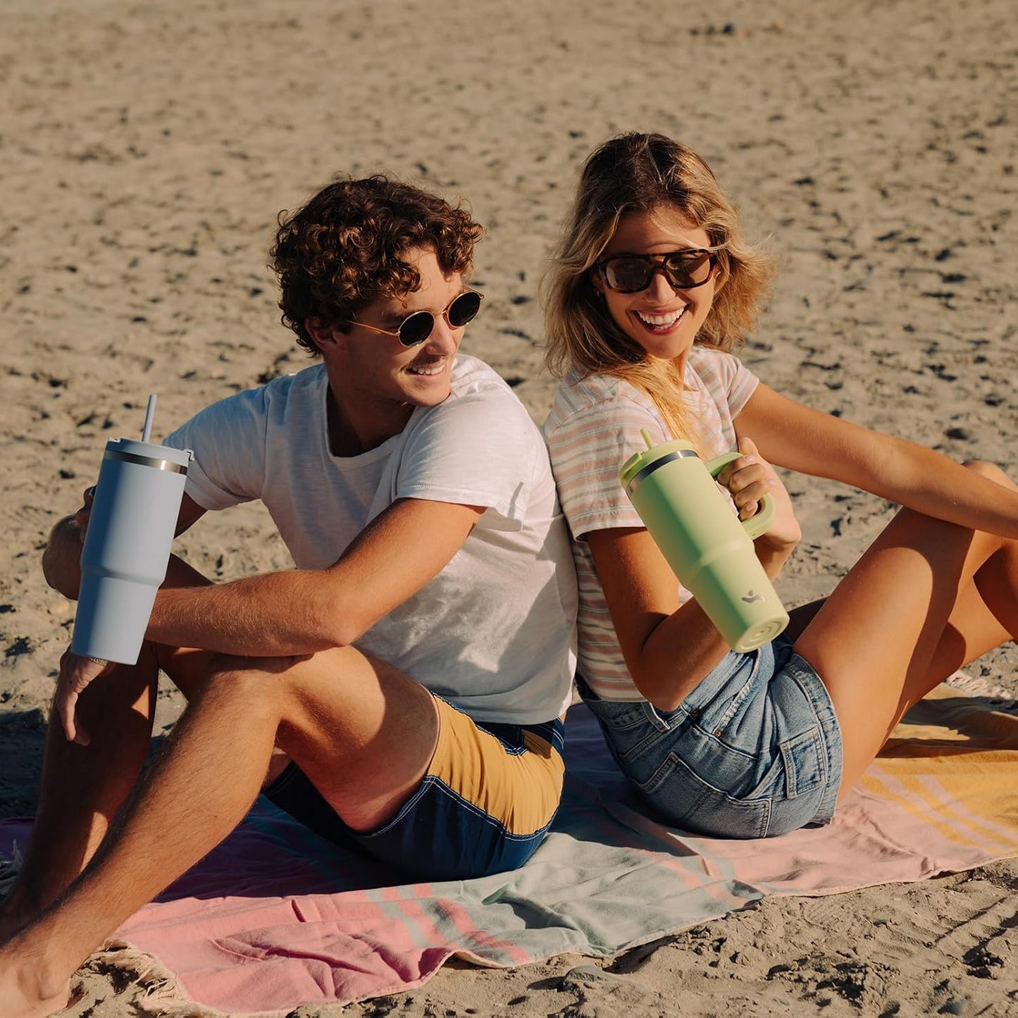 30 oz Tumbler with Handle and 2 Straws,2 in 1 Lid Insulated Water Bottle Stainless Steel Travel Coffee Mug,Lemon