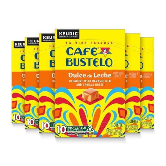 Café Bustelo Dulce de Leche Artificially Flavored Coffee, 10 Ct. K-Cup pods (Pack of 6)