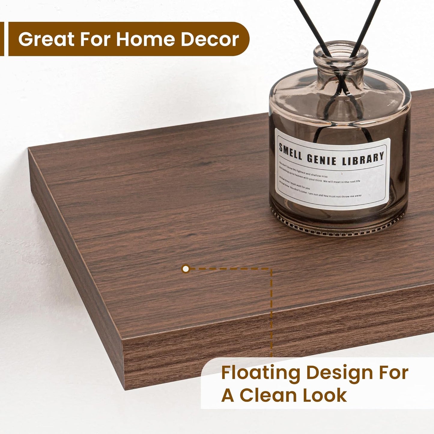 36 Inch Floating Shelves, 9.3 Inch Deep Rustic Wall Shelves - Extra Deeper Wall Mounted Storage Shelves for Bathroom, Kitchen, Living Room (Walnut, Set of 2)