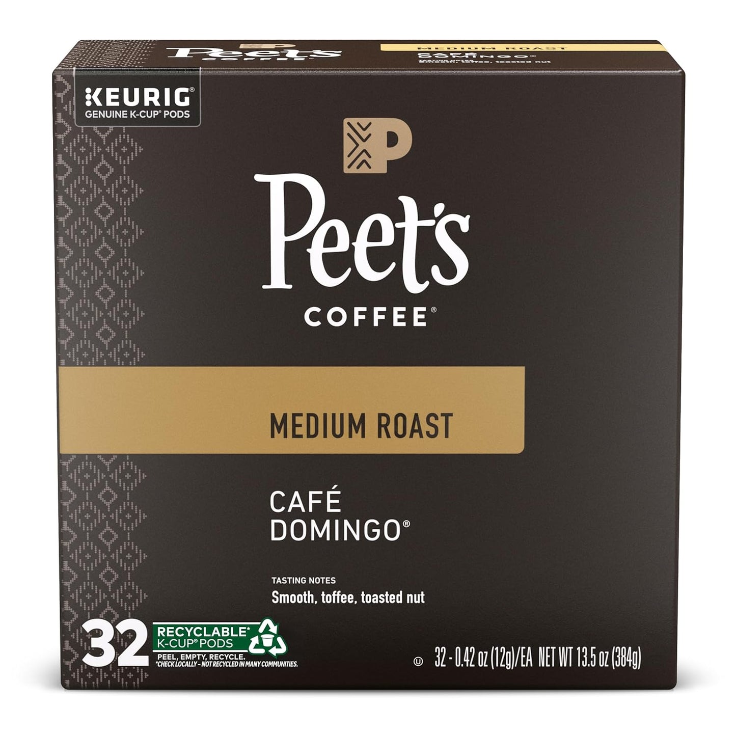 Peet's Coffee, Medium Roast Keurig K-Cup Pods - Café Domingo 32 Count (1 Box of 32 K-Cup Pods)
